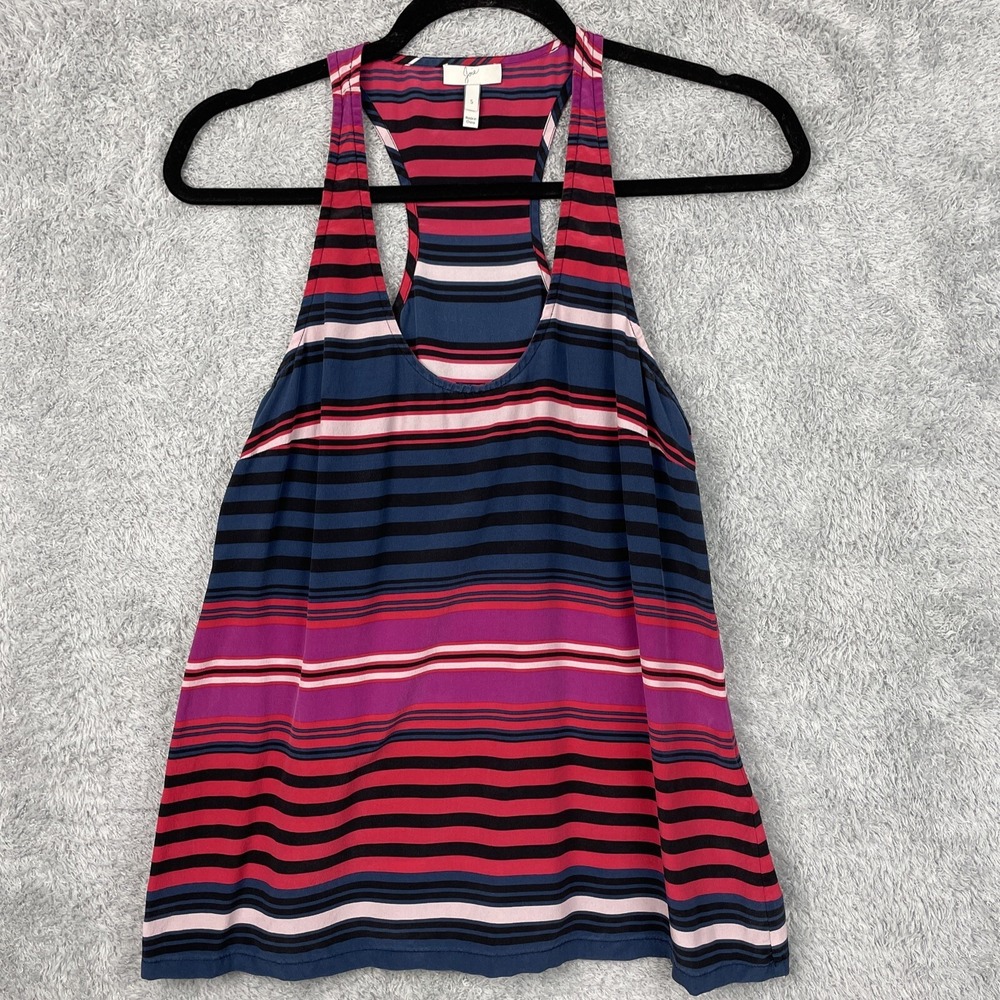 Joie Tank Top Women's Small Striped Colorful 100% Silk Beachcore Shirt Blouse